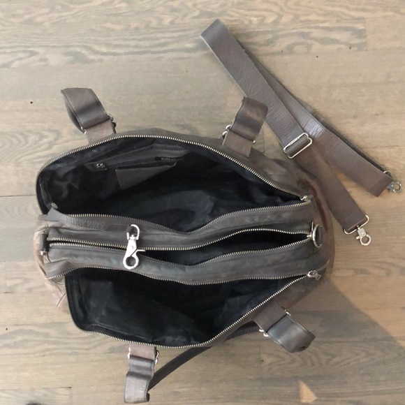 Medium-sized grey leather Rudsak shoulder bag - Picture 4 of 5